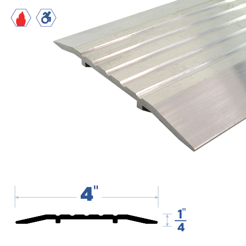 Fire Rated/ADA Approved/Mill Aluminum Door Threshold/Saddle 3445MA FH Flathead Screw #10 x 1/2 Supplied, 48 L x 1/4 H x 4 W
